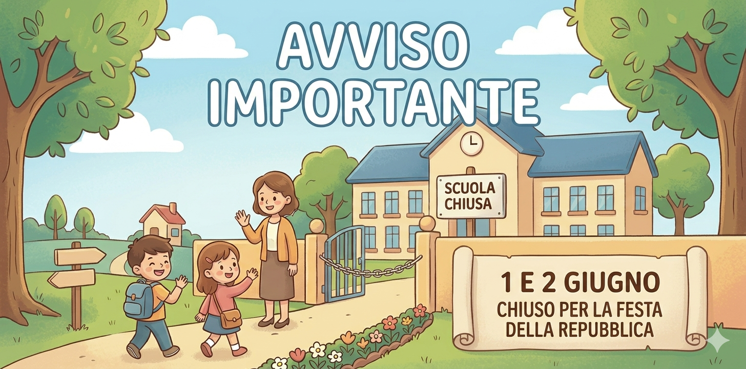 AVVISO: Sospensione delle attività didattiche e chiusura scuola nei giorni 1 e 2 giugno