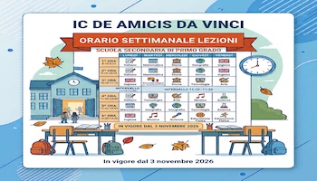 Pubblicazione orario delle lezioni scuola secondaria di I grado in vigore da martedì 3 novembre 2026 