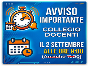 RETTIFICA ORARIO - Convocazione Collegio dei Docenti del 2 settembre 2026
