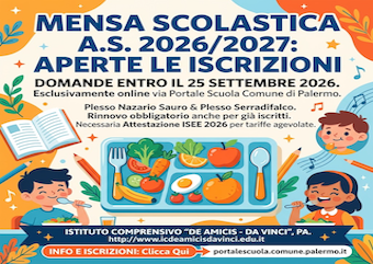 Avvio iscrizioni al Servizio di Refezione Scolastica A.S. 2026/2027