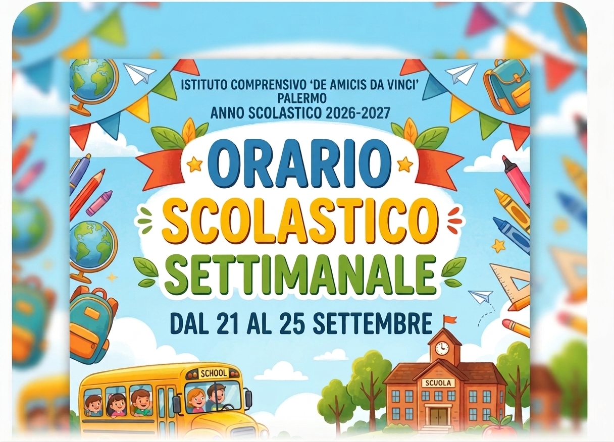 Orario di funzionamento delle attività didattiche dal 21 al 25 settembre 2026