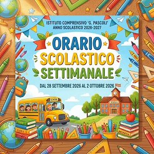 Orario di funzionamento delle attività didattiche da lunedì 28 settembre a venerdì 2 ottobre 2026
