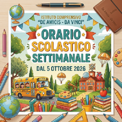 Orario di funzionamento delle attività didattiche da lunedì 5 ottobre 2026